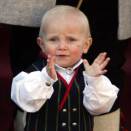Prince Sverre Magnus greets the Children's Parade at Skaugum  (Photo: Erlend Aas, Scanpix)